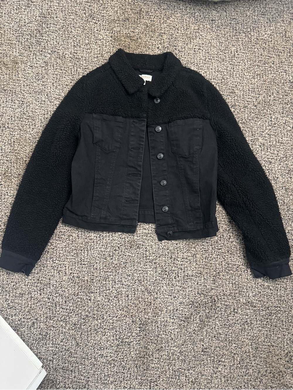 Shyanne Black Sherpa-Trim Denim Jacket